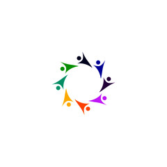Fototapeta premium Colorful people circle isolated on white