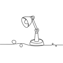 Continuous one line drawing silhouette of a desk lamp. Mobile concept. Vector illustration isolated on the white background.