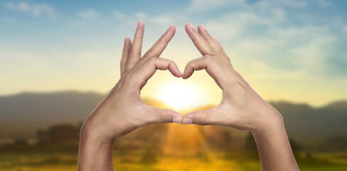 Hands making sign Heart isolated. Beautiful hands  with copy space