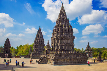 Naklejka premium Prambanan is a Hindu temple dedicated to the Trimurti: the Creator (Brahma), the Preserver (Vishnu) and the Destroyer (Shiva), Yogyakarta, Java island, Indonesia