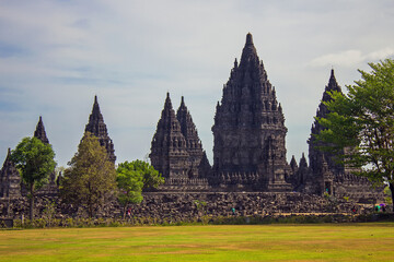 Prambanan temple is famous Indonesian Hindu temple dedicated to the Trimurti: the Creator (Brahma),...