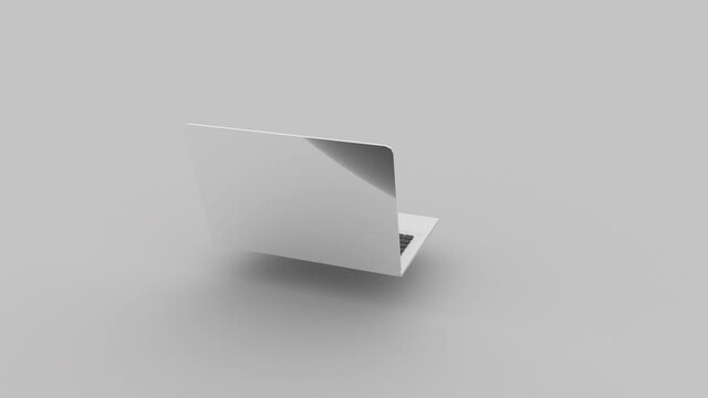 white laptop pc computer notebook concept on white background. Model 3d animation