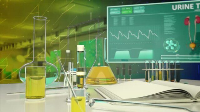 cg medical 3D animation, medical urine examination backdrop