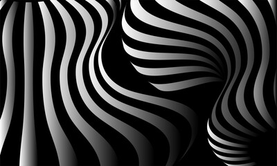 awesome  illustration optical art illusion of striped geometric black and white abstract line surface flowing part 8
