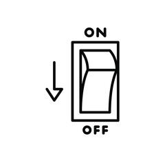 Light off, electric switch line icon. Power turn off button outline style sign for web and app. Toggle switch off position vector illustration on white background isolated. EPS 10