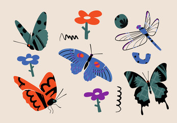 Abstract Hand Drawn Butterflies
