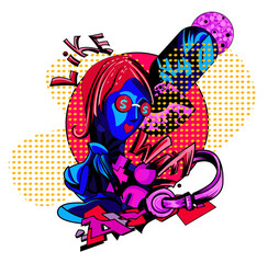 urban graffiti from modern trends. the concept of modern youth and reality. bright unusual characters and attributes of life. For prints, corporate identity, covers, magazines, stickers