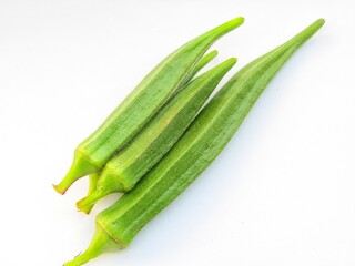 Fresh okra isolated on white background