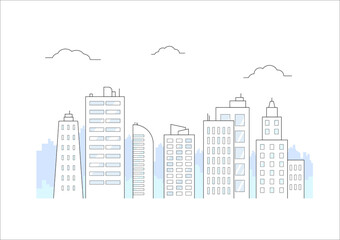 flat illustration of city building vector, urban skyscraper design concept