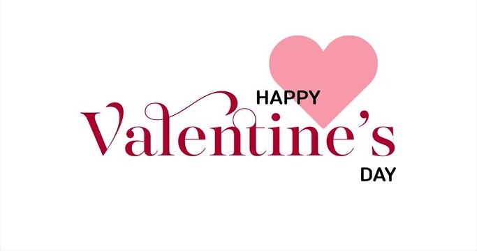Happy Valentine's Day english card typography calligraphy text with heart. On white background for Valentines day concept. The 14th of February.