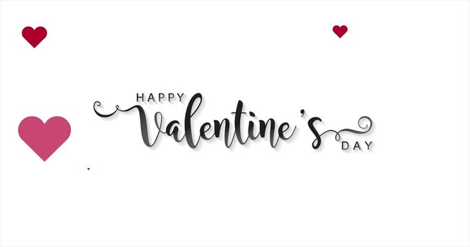 Happy Valentine's Day english card typography handwritten calligraphy text with fireworks heart. On white background for Valentines day concept. The 14th of February.