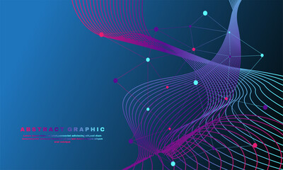 Awesome geometric abstract background with connected lines and wave flow molecule and communication part 2