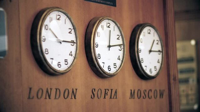 Business Concept - Time Zone Clocks