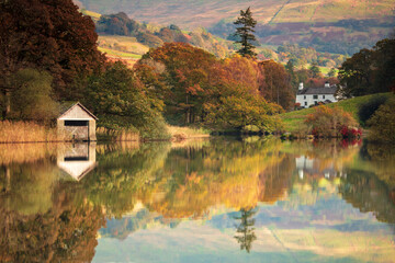Fototapeta premium Rydal Water Boathouse in England's Lake District, near Ambleside, Cumbria