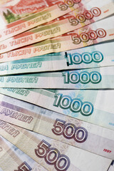 Fototapeta na wymiar russian roubles banknotes background