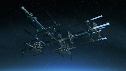 Obraz premium Futuristic Space Station in Orbit