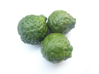 Three bergamot isolated on white background