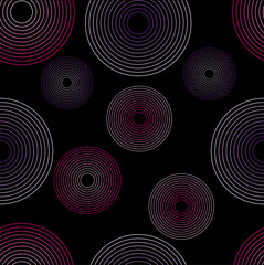 Simple circles geometric seamless pattern print black background