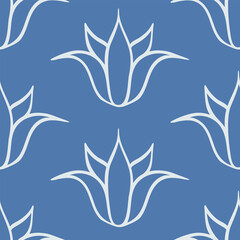 seamless pattern simple flowers on a blue background print blue