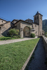Castle Church of San Saleador in Torla village, Ordesa & Monte Perdido National Park, Province of Huesca, Aragon, Spain.
