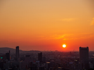 Naklejka premium 足立山公園から眺める夕焼け