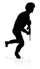 Fototapeta premium High quality detailed silhouette of a military army soldier