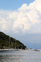 Fototapeta premium Boats in the picturesque port on island Lastovo, Croatia.