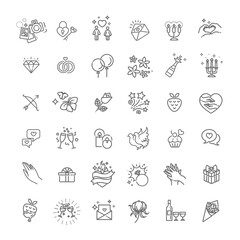 Valentine's day element. Gift, heart, balloon, key, rose,