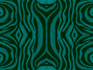 Fototapeta na wymiar Seamless Ethnic Pattern. Fashion Tribal Textile Design. Geometric African Background. Green Zebra Skin. Zoo Wave Lines. Ethnic Texture. Watercolor Wildlife Wallpaper. Zebra Fur. Ethnic Print.