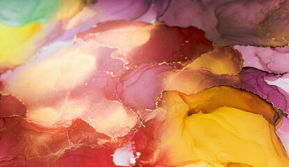 Abstract colorful background, wallpaper. Mixing acrylic paints. Modern art. Marble texture. Alcohol ink colors translucent