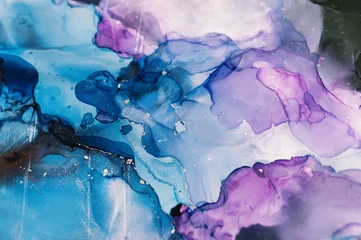 Foto auf Acrylglas Kristalle Abstrakter bunter Hintergrund, Tapete. Mischen von Acrylfarben. Moderne Kunst. Marmor Textur. Alkoholtintenfarben durchscheinend