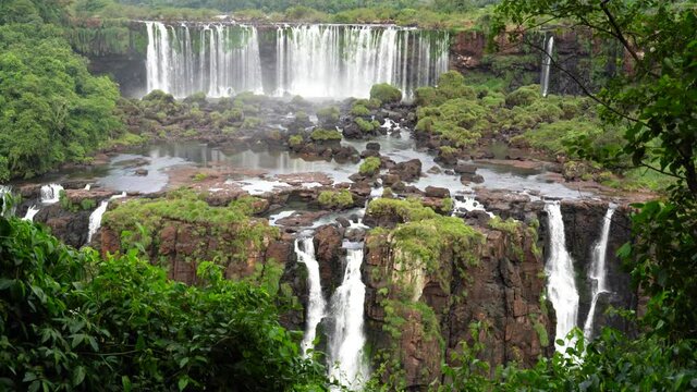 View to the beautiful Iguazu waterfalls in Latin America, Argentina.
