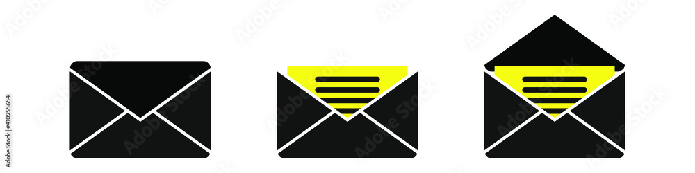 Poster closed and open envelope pictogram. modern flat icon - vector set isolated