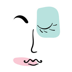 Abstract line art face painting contemporary portrait