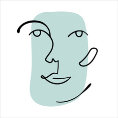 Abstract line art face painting contemporary portrait