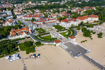 Healing square in Sopot aerial view - obrazy, fototapety, plakaty