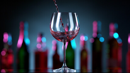 Pouring red wine into glass