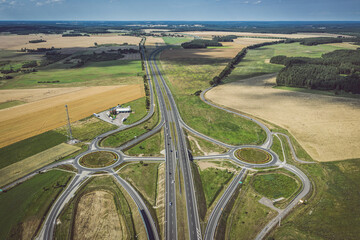 Junction on highway aerial view
