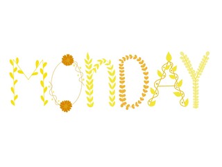 Monday words decorated with leaves