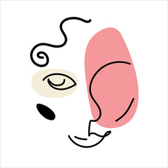 Abstract line art face painting contemporary portrait