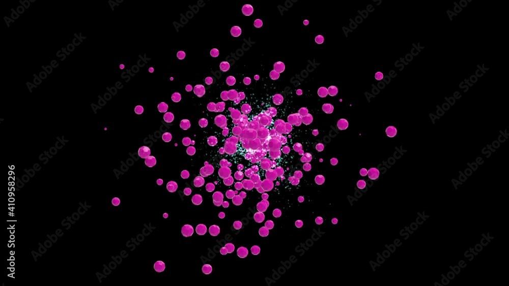 Poster isolated black background, abstract movement of red polyhedrons on the background of a sparkler in s