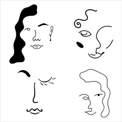 Abstract line art face painting contemporary portrait