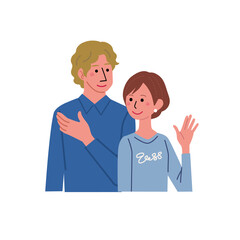 若い男女 カップル 夫婦 イラスト 上半身 30s Wall Mural 3 Matsu