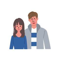 若い男女　カップル　夫婦　イラスト　上半身
