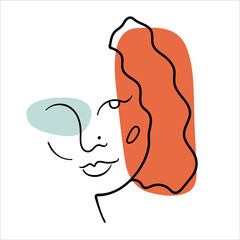 Abstract line art face painting contemporary portrait