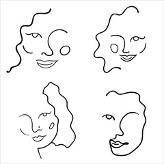 Abstract line art face painting contemporary portrait