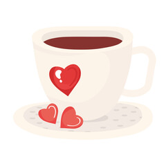 coffee cup with hearts love romantic vector illustration design