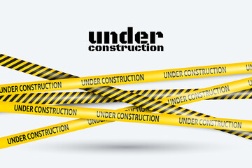 caution tape under construction vector illustration 