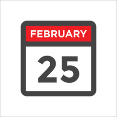 Fototapeta premium February 25 calendar icon with day of month