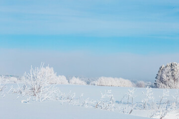 Fototapeta na wymiar winter landscape in the Chuvash Republic ,filmed in early February